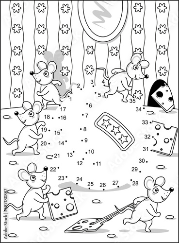 Mice and cheese dot-to-dot activity sheet
