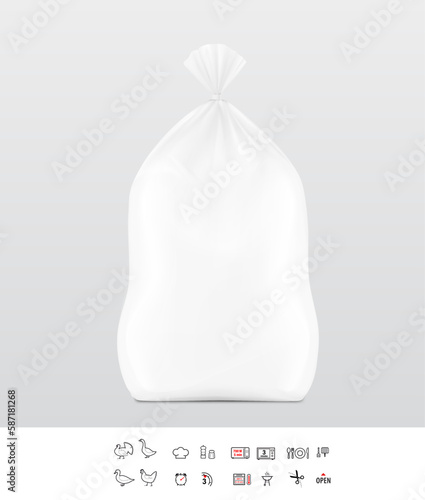 Realistic bag mockup with clip band. Vector illustration ready and simple to use for your design. Mockup will make the presentation look as realistic as possible. EPS10. © realstockvector