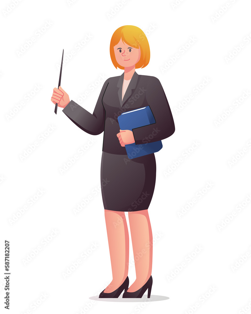 character of female teacher with pointer isolated character of female teacher with pointer isolated