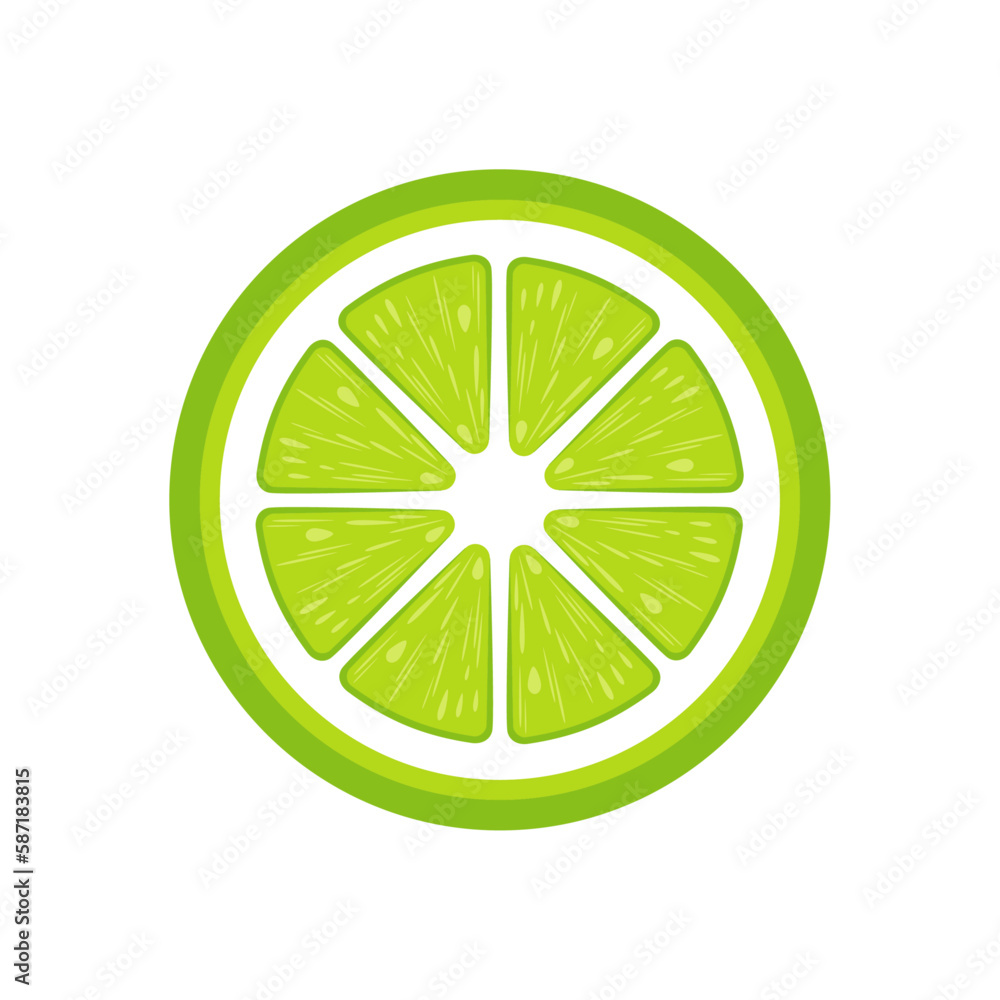Slice of lime flat illustration. Stylized flat vector element in green colors. Best for web, print, logo creating and branding design. Slice of lime flat illustration. Stylized flat vector element in green colors. Best for web, print, logo creating and branding design.