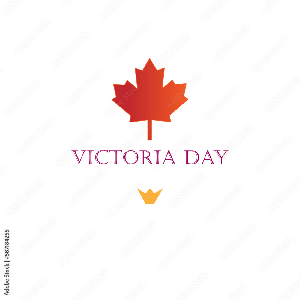 Victoria day. Red maple canada simbols on white background
