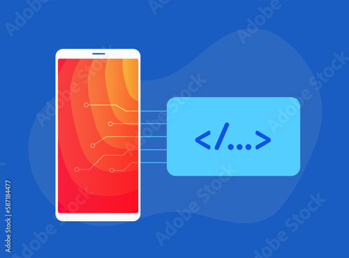 Artificial Intelligence Development Services concept. AI Coding chatbot assistants and automated programming software tools vector illustration