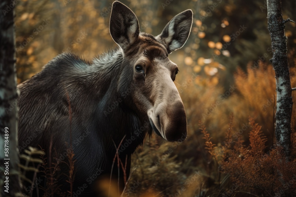 Moose Elg Swedish Wild Nature. Generative AI