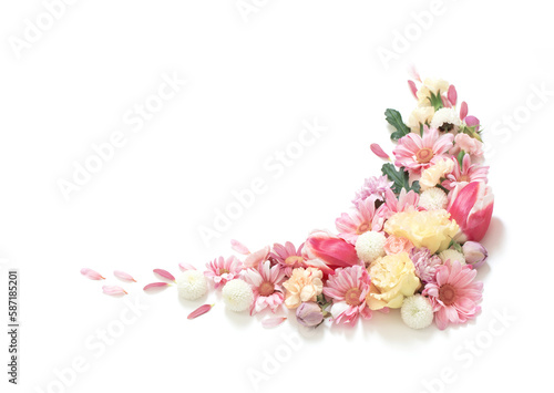 frame of flowers isolated  on white background