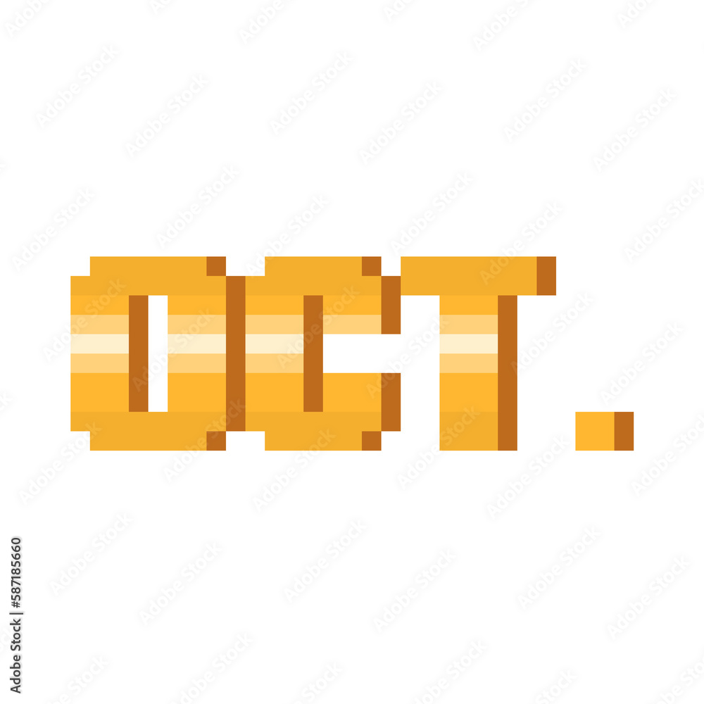 Obraz premium Pixel Art Gold Short October Text.