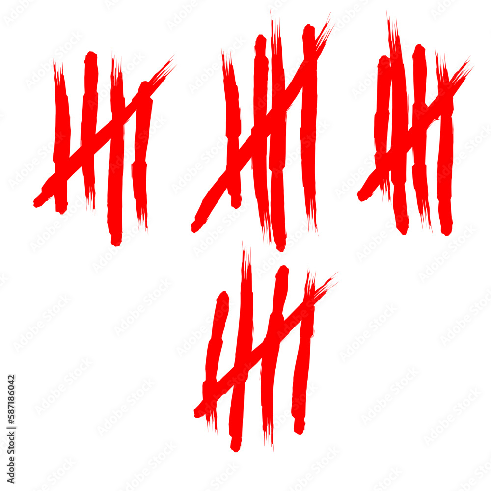 Red Tally Marks, Numberic, Tradisional Number Stock Vector | Adobe Stock