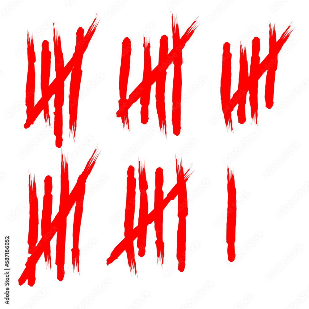Red Tally Marks, Numberic, Tradisional Number Red Tally Marks, Numberic, Tradisional Number