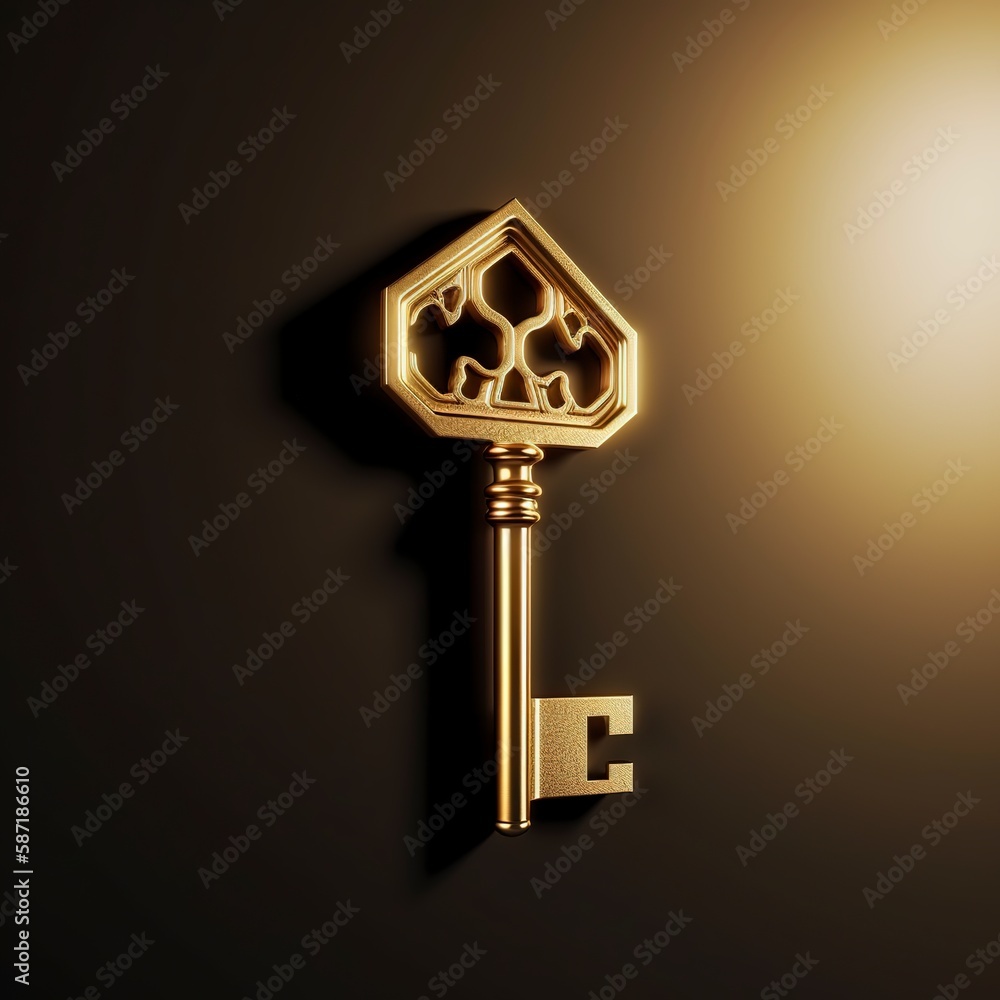 Obraz premium golden key on black background.
