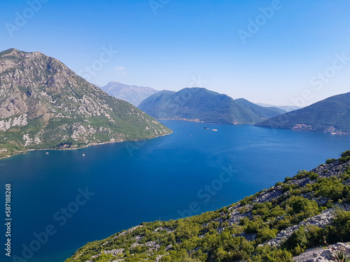 panoramic view of the blue bay, before the beautiful blue sea