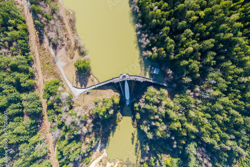 Aerial view of the Alder Dam and Nisqually River