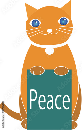 Peaceの看板を持った猫ミモザ