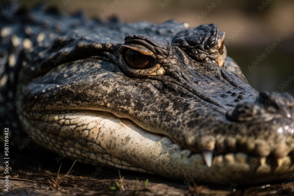 Florida Alligator close up photo taken in the Everglades. Generative AI