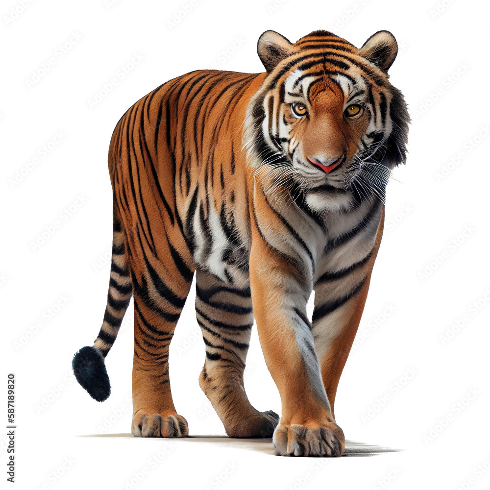 tiger on a transparent background For decorating projects easily. generative AI