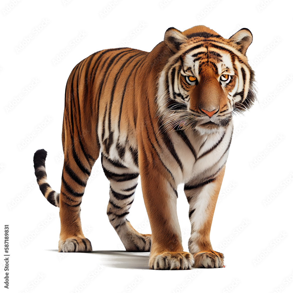 tiger on a transparent background For decorating projects easily. generative AI