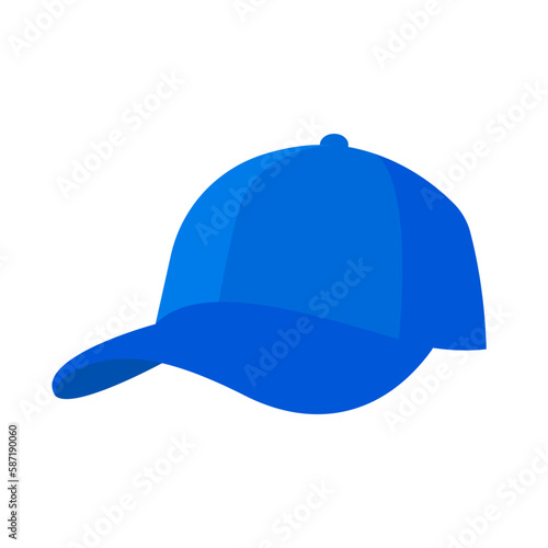 Blue baseball cap flat vector icon illustration logo clipart