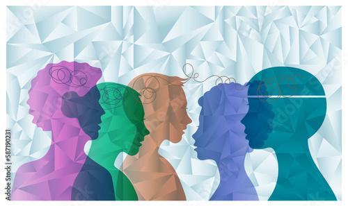 Vector illustration. A man and a woman do not understand each other.
 Difficult relationships in the family and with relatives.
