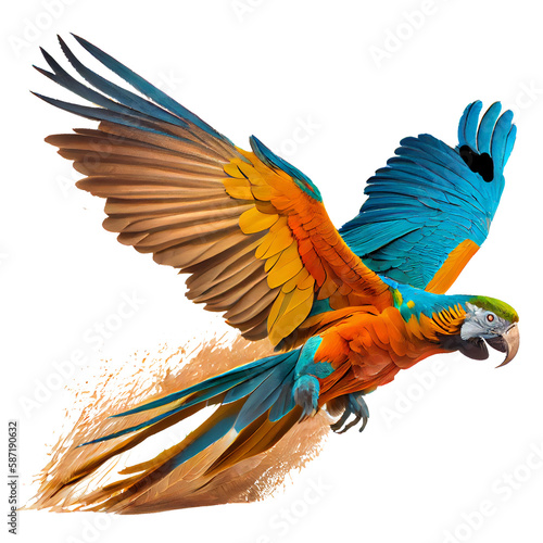 blue and yellow macaw isolated