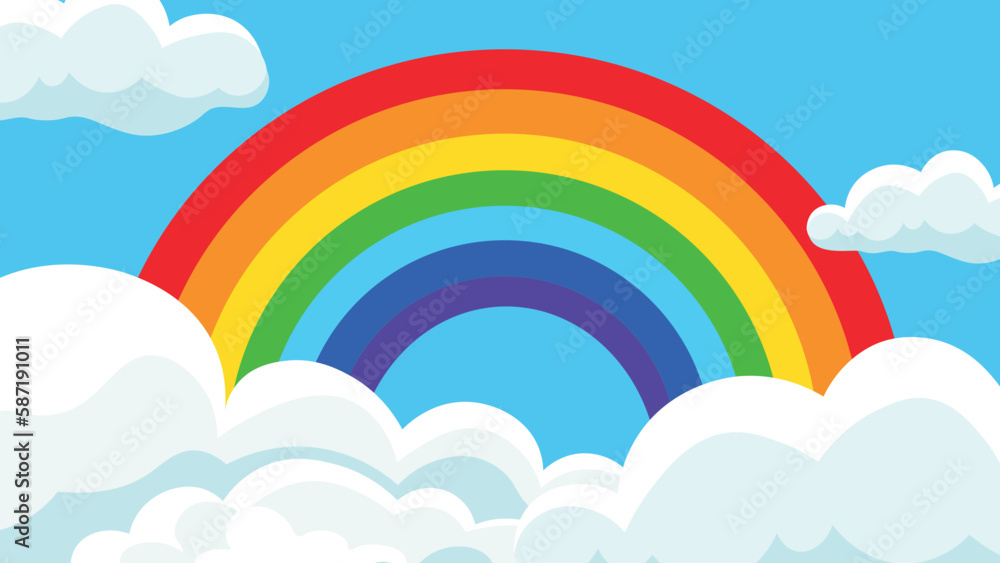 Rainbow in the sky. Vector illustration of a rainbow in the sky. Rainbow in the sky. Vector illustration of a rainbow in the sky.
