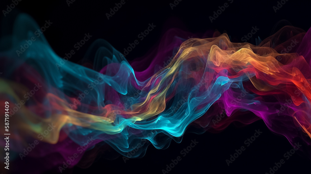 Waves of colorful plasma flowing smoothly. Illustration. Generative AI Waves of colorful plasma flowing smoothly. Illustration. Generative AI