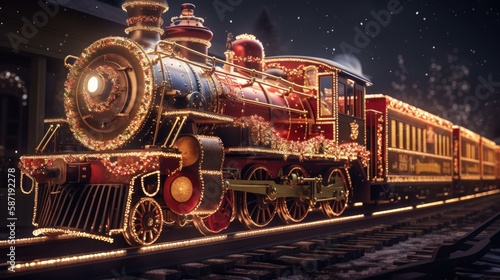 christmas train. Created with Generative AI.