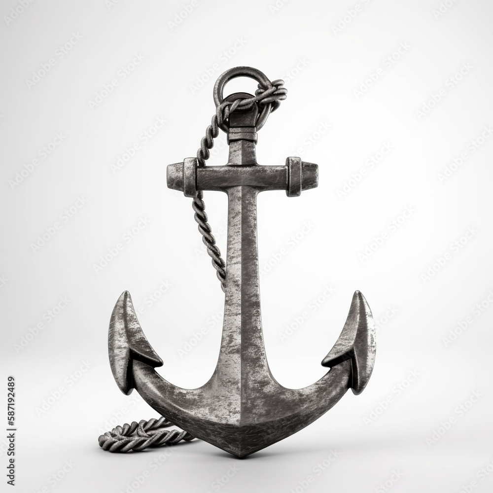 Sailing boat anchor isolated or an old steel anchor ,Generative AI