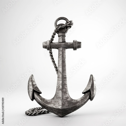 Sailing boat anchor isolated or an old steel anchor ,Generative AI.