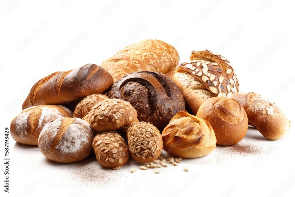 bakery items set against a white background. Generative AI