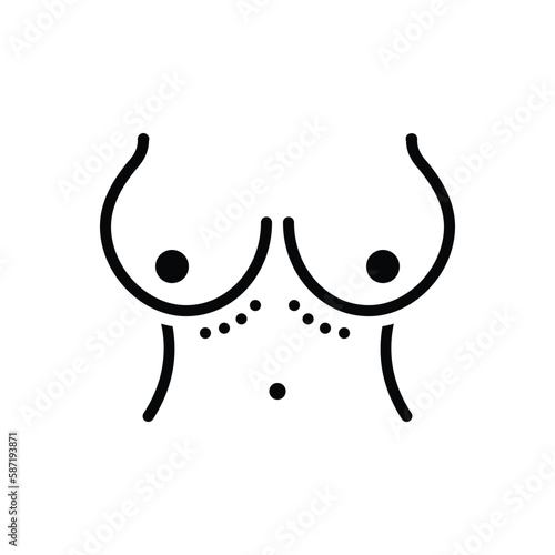 Black solid icon for boob 