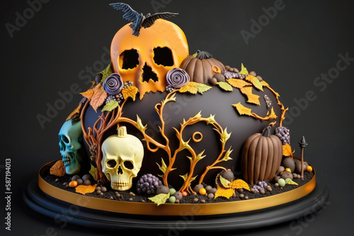 Halloween cake. Generative AI