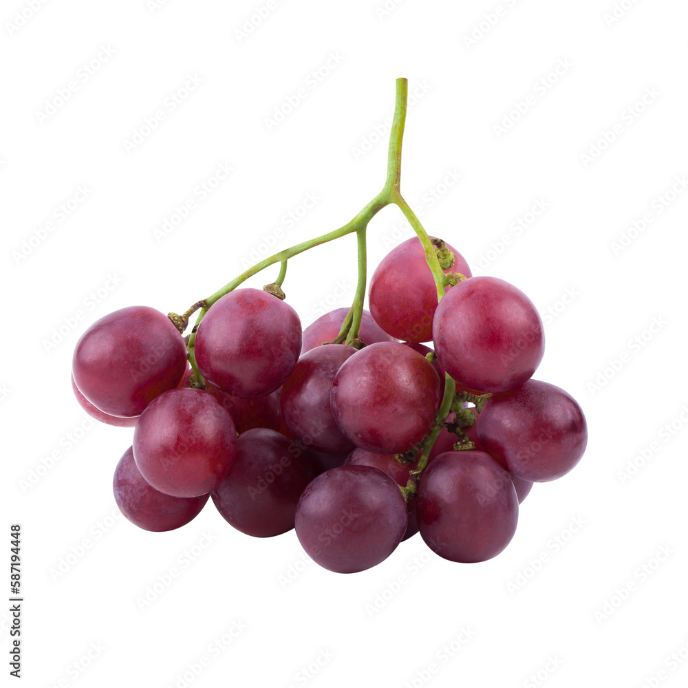 Fototapeta premium Bunches of fresh ripe red grapes on a white background