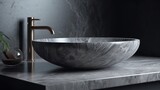 Ultra modern house natural gray marble bathroom sink. Generative AI