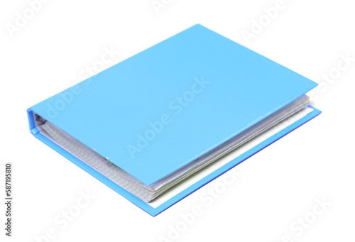 Blue notepad on a white background.