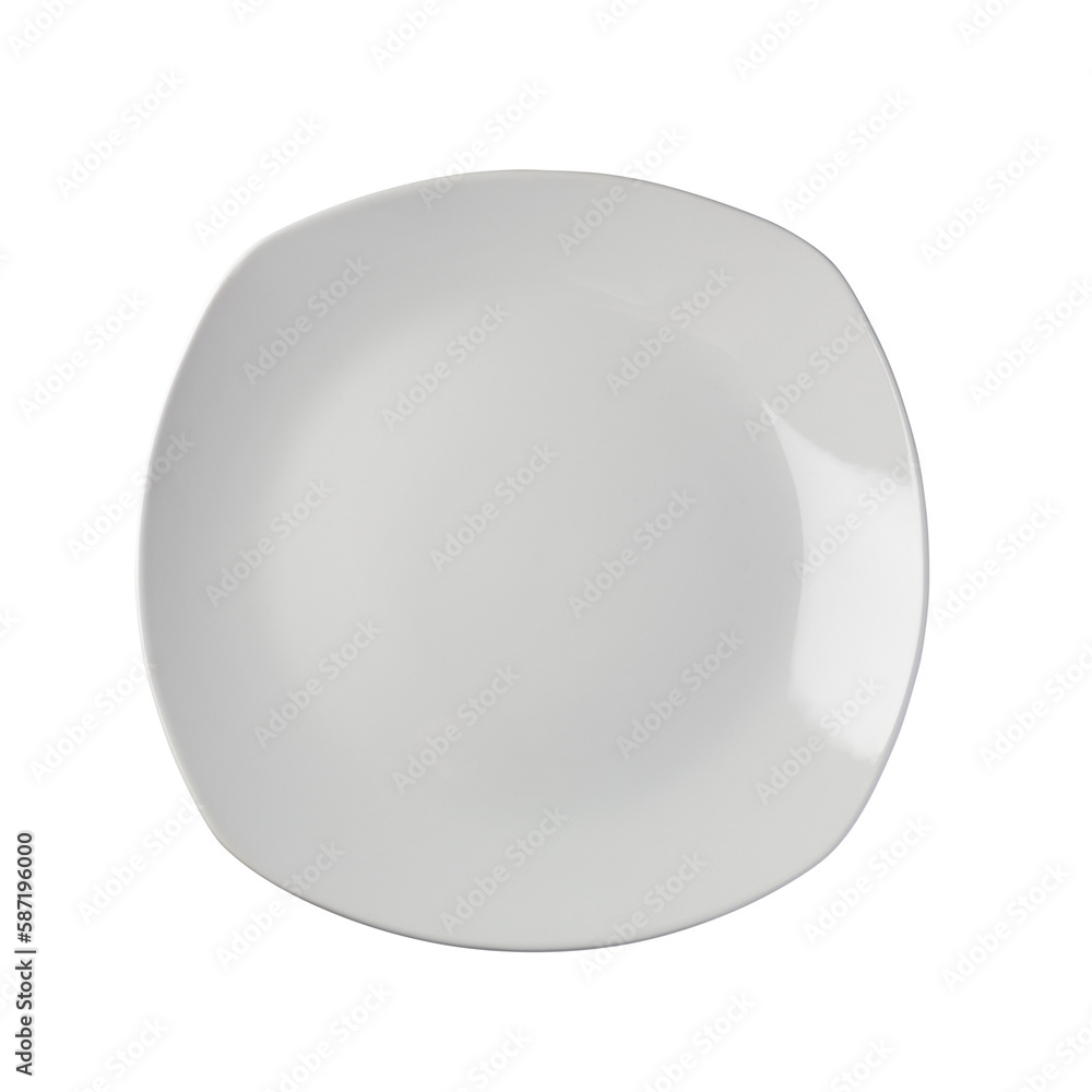 Empty White Square Plate isolated on a transparent background. Empty White Square Plate isolated on a transparent background.