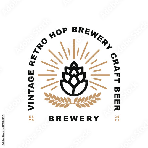 Vintage retro shinning brewery lettering logo design for your brand or business