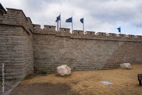 Gyeongju Eupseong Ruins and Fortress during winter afternoon at Gyeongju , South Korea : 10 February 2023 photo