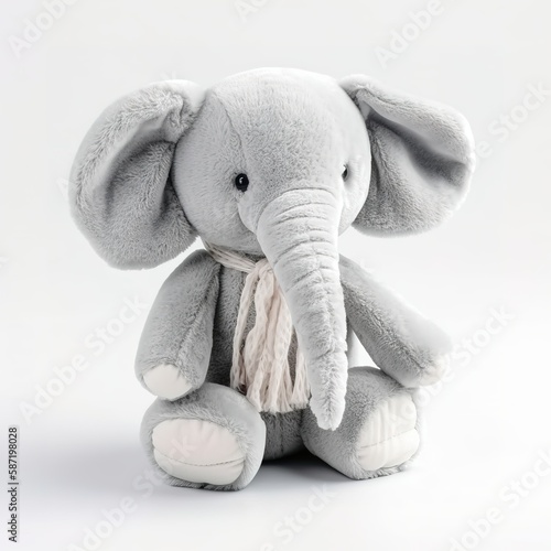 Cute elephant plus toy animal toy with white background, animal doll with Generative AI