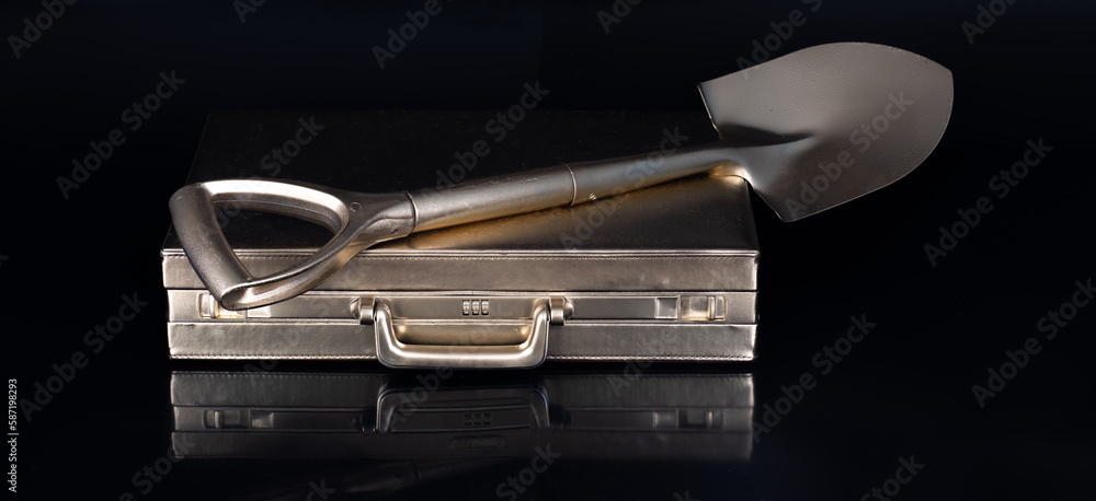 gold briefcase diplomat and golden business shovel gold briefcase diplomat and golden business shovel