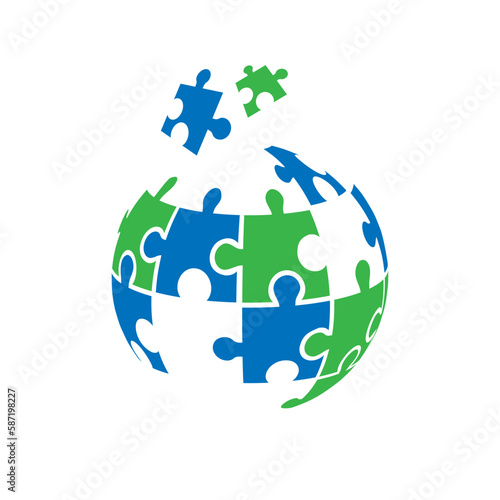 Colorful globe of puzzle