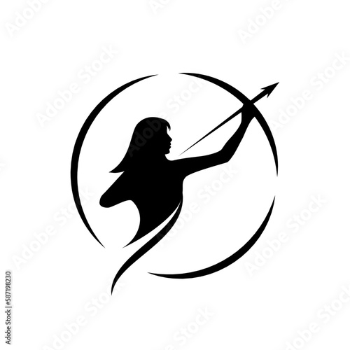Female archer black and white