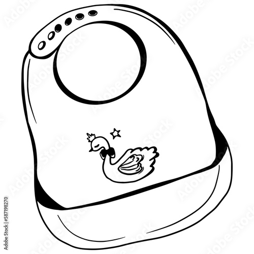 baby apron outline, Hand drawn outline illustration, Baby shower element