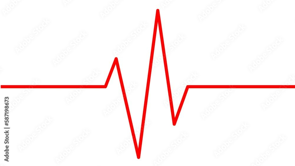 Animated red line of electrocardiogram. Linear symbol of pulsating cardiogram. Looped video. Concept of chart graph, cardiology, medicine. Vector illustration isolated on the white background. Animated red line of electrocardiogram. Linear symbol of pulsating cardiogram. Looped video. Concept of chart graph, cardiology, medicine. Vector illustration isolated on the white background.