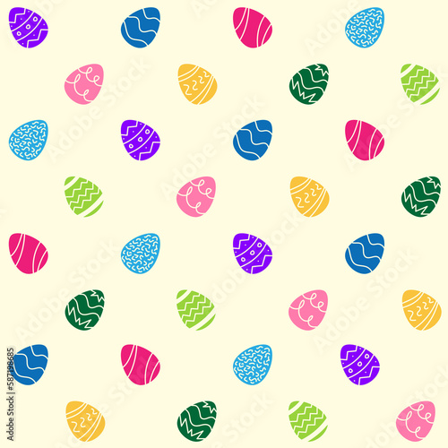 Cute Colorful Easter Eggs Vector Seamless Pattern