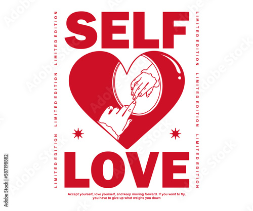Vintage illustration of self love vector t shirt design, vector graphic, typographic poster or tshirts street wear and Urban style