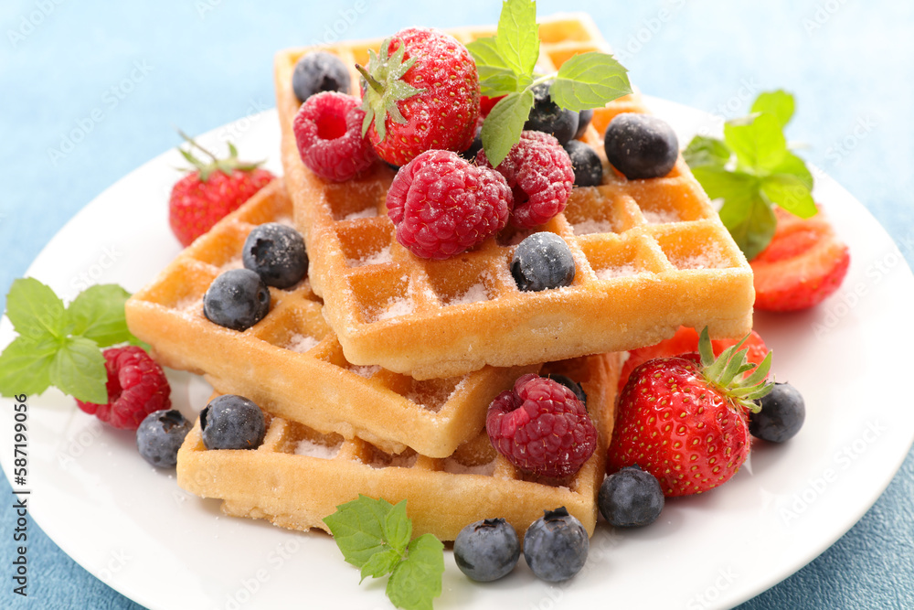 waffles with fresh berries fruits waffles with fresh berries fruits