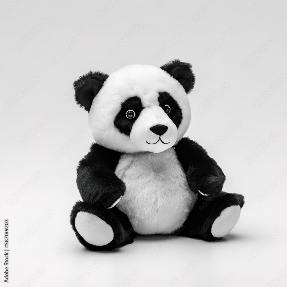 Cute panda plus toy animal toy with white background, animal doll with Generative AI Cute panda plus toy animal toy with white background, animal doll with Generative AI