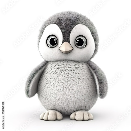 Cute pinguin plus toy animal toy with white background, animal doll with Generative AI