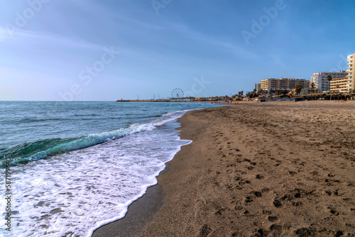 Carihuela beach view to Benalmadena Andalusia Costa del Sol Spain photo