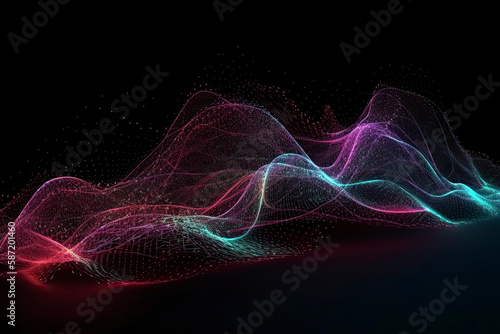 Wallpaper Mural Abstract wave background with many glowing particles. Musical wave. Digital network background. 3D.Generative AI Torontodigital.ca