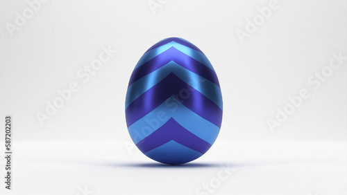 Metallic Blue Shiny easter egg isolated on white background