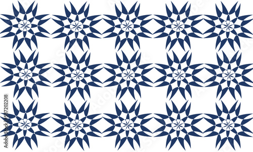 Blue and white flower seamless repeat pattern with elements, replete image design fabric printing
